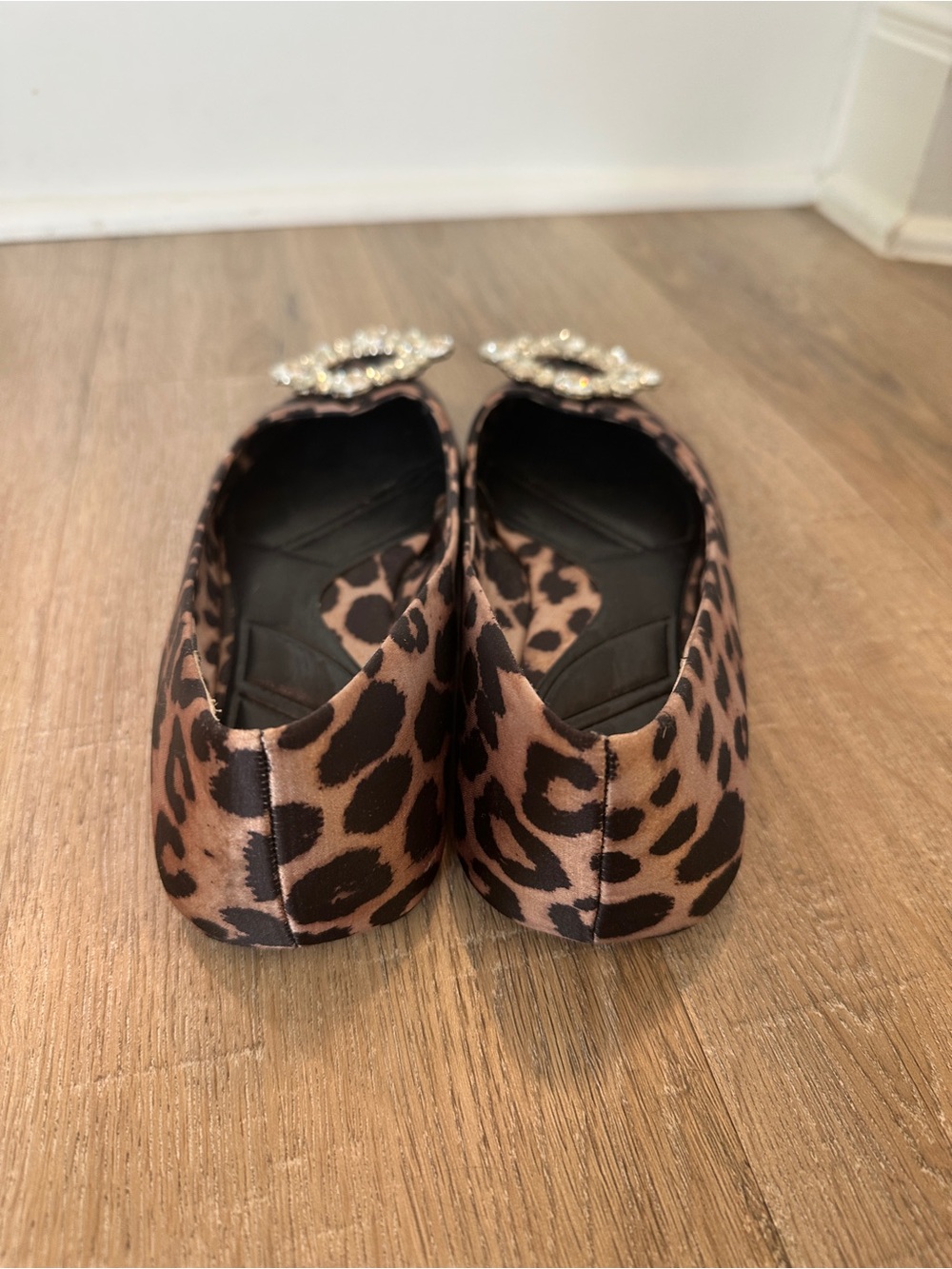 Zara Leopard Print Pointed Flats with Crystal Circle Buckles - Picture 8 of 8